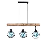 Lampe de plafond vintage avec variateur de lumière, télécommande, poutre en bois, lampe à suspendre noire, ampoules LED RGB incluses.