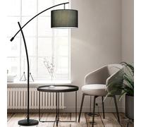 Lampe de Plancher de Pêche Minimaliste avec Ombre de Tissu, Lumière Led, Construction en Laiton Pour Salon, Noir, JZRRSLUHK, noir