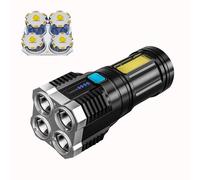Lampe De Poche À 4 Led Cob, Mini Lanterne Portable En Plastique Abs, 4 Éclairages Rechargeables Usb, Lampe Torche Tactique De Camping Multicolore