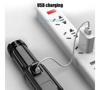 Lampe De Poche À Lumière Led, Zoomable, Usb, Rechargeable, Torche Tactique, Lanterne Des Forces, Randonnée, Camping, Chasse, 1200mah Multicolore