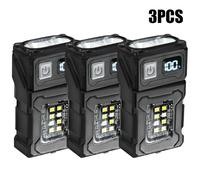 Lampe De Poche Cob Multifonctionnelle À Angle Réglable,Torche D'extérieur Led,Porte-Clés Portable,Lampe D'avertissement Magnétique Pour Camping,Nouvelle Collection 2025.3pcs.