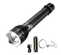 Lampe de poche de plongée longue en alliage d'aluminium avec finition texturée, contrôle latéral pour les travaux d'eau, lampe de plongée sous-marine, lampe de recherche à faible visibilité, prise en