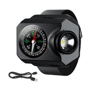 Lampe de poche d'extérieur multifonction LED de poignet, lampe de poche compacte rechargeable, luminosité réglable, construction résistante à l'eau | accessoire de sport avec fonction boussole pour la