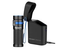 Lampe de poche EDC Olight Baton 4 Premium | Puissance de 1 300 lumens | Chargeur sans fil inclus | Autonomie de 190 jours (Noir)