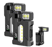 Lampe de poche EDC rechargeable, 1600 lumens, porte-clés magnétique, double source de lumière, mini lampe de poche avec lumière RVB, lampe de poche plate portable pour le camping en plein air et les