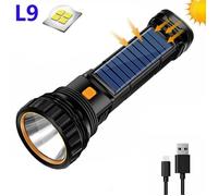 Lampe de poche lampe LED Solaire USB Rechargeable Puissante avec Side Lampe COB Banque D'alimentation (1500mAh Batterie Incluse)