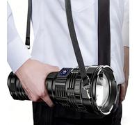 Lampe de poche laser blanche ultra-lumineuse 10 000 lumens, 5 modes d'éclairage, mise au point réglable, étanche pour l'extérieur, batterie intégrée grande capacité, charge rapide Type-C, peut être ut