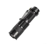 Lampe de poche LED 350 lumens, zoomable mise au point avec clip, corps en aluminium pour pile 14500/AA, noir