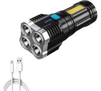 Lampe de poche LED d'extérieur Torche portable USB rechargeable super lumineuse Quad Core pour la pêche d'urgence en randonnée 1pc 1pc