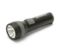 Lampe de poche LED en plastique ultra résistant. Torche avec crochet. Fonctionne avec 2 piles D (non incluses). Lumière longue durée. Super lumineuse 100 lumens (3W), résistante à l'eau et aux chocs