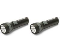 Lampe de poche LED en plastique ultra résistant. Torche avec crochet. Fonctionne avec 2 piles D (non incluses). Lumière longue durée. Super lumineuse 100 lumens (3W), résistante à l'eau et aux chocs