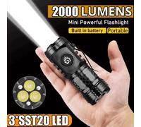 Lampe de poche LED haute puissance, batterie intégrée, Rechargeable, avec stylo, torche à Clip, lanterne d'urgence pour Camping en plein air 1000LM 5PCS