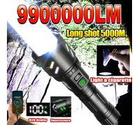 Lampe de poche LED la plus puissante, Laser blanc, allumage concentré, affichage de la puissance, torche tactique, survie en plein air, 2025