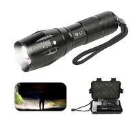 Lampe de Poche LED Professionnelle Puissante 6000 Lumens,Lampe Torche LED Haute Puissance avec Batterie Rechargeable,5 Modes