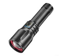 Lampe de poche LED Smiling for Shark 5 vitesses réglable avec zoom, affichage numérique en alliage d'aluminium longue portée (A)