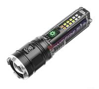 Lampe de poche LED solaire 20 W avec batterie rechargeable de type C et éclairage multi-mode pour le travail en plein air (noir)