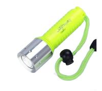 Lampe de poche LED verte étanche IPX8 80-100 m, faisceau haute intensité pour sous-marine, camping, randonnée et pêche de nuit, corps en alliage d'aluminium avec interrupteur rotatif