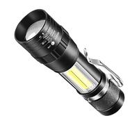 Lampe de poche lumineuse - Torche LED | Lampe de poche étanche | Projecteur portatif | Lampe de poche puissante réglable à 3 modes avec lumière latérale COB | Petite torche LED pour la randonnée et le