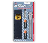 Lampe de poche Maglite Mini incandescence 2 piles AA avec tui, grise
