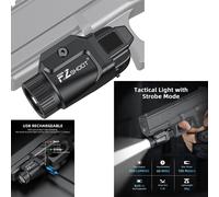 Lampe de poche pistolet EZshoot 500 lumens, mini lampe de poche LED compacte rechargeable avec mode stroboscopique pour pistolet, rails Picatinny et GL A SET OF ITEM