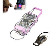 Lampe de poche porte-clés, double source de lumière, rechargeable, mini lampe torche EDC avec lumière latérale COB et avertissement rouge-bleu, 6 modes d'urgence extérieure, coque transparente pour