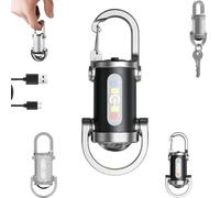 Lampe De Poche Porte-Clés Miniature Ultra-Lumineuse 1200lm Étanche Et Polyvalente, Torche Led Rechargeable 1200 Lumens Pour Urgence, Lampe De Travail De Poche Portable Pour L’Extérieur (Argent)