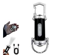 Lampe de poche porte-clés rechargeable 1200 lumens EDC avec stroboscope rouge/bleu, recharge d'urgence de votre téléphone, étanche IPX7, portable pour camping, randonnée et équipement de survie (noir)