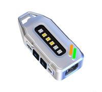 Lampe de poche porte-clés rechargeable 500 lumens avec charge rapide USB C, étanche IPX7, base magnétique, mini lampe de travail multi-mode pour la randonnée et le camping (blanc)