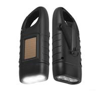 Lampe de poche solaire à manivelle, lampe torche LED avec charge solaire efficace, lampe de camping portable pour la randonnée et les pannes de courant, vert (noir)