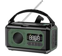 Lampe de poche solaire à manivelle pour camping en plein air,radio météo d'urgence,lampe de lecture,alarme SOS,AM,FM,NOAA,12000mAh - Type Retro green