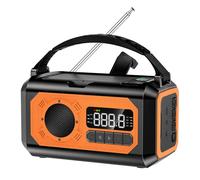 Lampe de poche solaire à manivelle pour camping en plein air,radio météo d'urgence,lampe de lecture,alarme SOS,AM,FM,NOAA,12000mAh - Type Orange