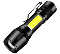 Lampe de poche USB, lampe torche LED COB rechargeable avec projecteur XPE, lampe zoomable en alliage d'aluminium pour camping, randonnée, portée de 800 m, compacte 9,3 cm (G)
