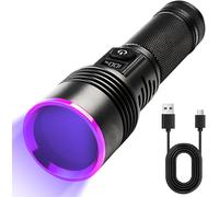 Lampe De Poche Uv 365 Nm - Lumière Noire Rechargeable Avec Usb-C Et Affichage À Cristaux Liquides - Lumière Ultraviolette - Intensité Variable En Continu - Pour Géocaching, Détecteur D'Urine D'Animau