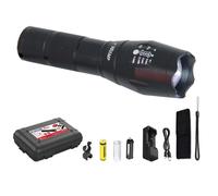 Velamp Lampe torche IR547 LED 10 W rechargeable tactique avec zoom aluminium noir