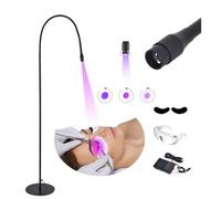 Lampe De PolyméRisation De Colle Uv, Lampe D'Extension De Cils Uv Led + Cache-œIl + Lunettes + Interrupteur Au Pied, Taille De Spot RéGlable, Col De Cygne Flexible 10 W, 395-400 Nm,Black