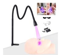 Lampe de polymérisation de colle UV pour extension de cils, lampe à cils LED avec interrupteur au pied, col de cygne flexible 5 W, lampe à pince de table, colle durcie en 1 à 3 secondes,Black