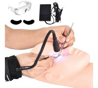Lampe De PolyméRisation De Colle Uv Pour Extension De Cils,Lampe De Poignet Uv Led 5 W, Lampe Uv Pour Cils Avec Cache-œIl Et Lunettes, Interrupteur Au Pied, Col De Cygne Flexible, 395-400 Nm