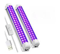 Lampe de polymérisation UV, Tube LED UV lumineux, lampe ultraviolette for KTV, effet fluorescent d'Halloween, ambiance nocturne for scène, accessoire DJ, T8 10W USB(UV-Lights- T8-2packs)
