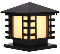 Lampe de poteau de jardin de style japonais étanche en aluminium vintage pilier lumière de porte de jardin lanterne en verre extérieur patio cour paysage éclairage pelouse lampe voie entrée piédestal