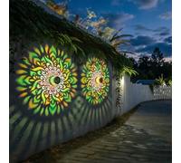 Lampe de projection à motif mandala solaire, lampe de sol en maille de fer forgé, lumière décorative pour extérieur, chambre, balcon et patio, lampe murale décorative pour les fêtes, lumière décorativ