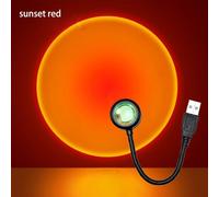 Lampe de Projection de coucher de soleil USB,ambiance arc-en-ciel,veilleuse pour photographie,Selfie,café,décoration murale en direct - Type Sunset Red-1pcs 28CM