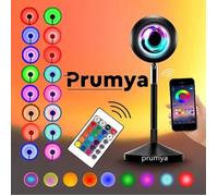 Lampe de projection - PRUMYA - Sunset - Veilleuse arc-en-ciel 16 couleurs - Télécommande - Rotation 180°