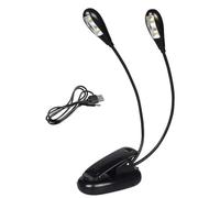 Lampe De Pupitre De Musique, Lampe Réglable À Double Tête À Pince, Music Stand Light, Rechargeable, 4 Lumières LED Avec Câble USB, Convient Pour Piano, Bureau, Pupitre, Couture