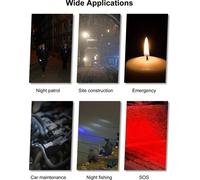 Lampe de recherche LED multifonctionnelle rechargeable à énergie solaire Lampe de camping extérieure Lumière principale et lumière latérale 3 modes d'éclairage/ Cellule rechargeable intégrée de haute