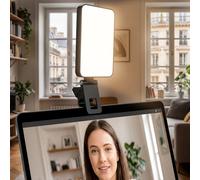 Lampe de remplissage latérale à 44 LED rotative à clipser rechargeable à intensité variable pour téléphone, selfie, travail à distance, réunions, TikTok Live Streaming Photographie Éclairage
