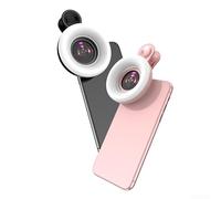 Lampe de remplissage pour téléphone portable avec objectif macro 15x et anneau lumineux LED réglable à trois modes offrant batterie rechargeable USB et clip de fixation sécurisé (noir)