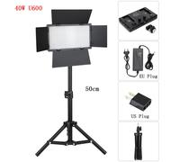 Lampe de remplissage vidéo de studio photo LED avec trépied,panneau lumineux,éclairage de photographie,diffusion en direct,YouTube,TikTok Volg,3200-5600K - Type U600 Kit 2