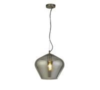 Lampe de salle à manger suspendue Retro Lampe à suspendre verre fumé Lampe à suspendre laiton vieilli, 1x douille E27, DxH 30x100 cm