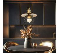 Suspension Industriel laiton antique Suspension grille noire Lampe de salle à manger suspendue noire, 1x E27, DxH 22x150 cm