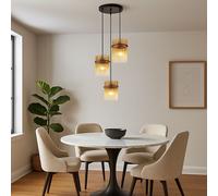 Lampe De Salle À Manger Suspension En Verre Amber Noir E27 3-Flammes